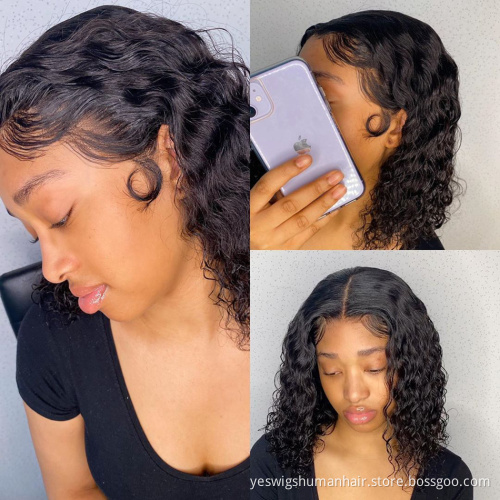 Yeswigs Full Hd Lace Front Wig Raw Indian Cuticle Aligned Virgin Deep Wave Short Bob Wig Human Hair Lace Frontal Wig For Women